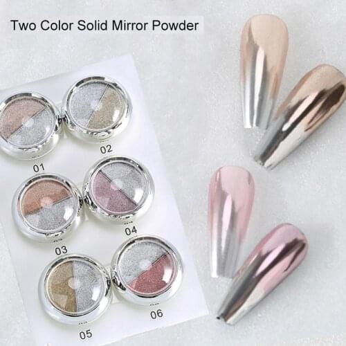 Dual Colors Solid Mirror Nail Powder Set Rose Gold Champange Metallic Nail Glitter Polish Chrome Decor Dust Pigment Accessory