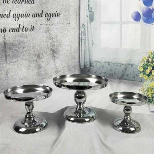 Hot Silver Mirror cake stand Electroplating Metal cupcake stand Grand design baking love wedding party dessert table decoration