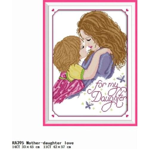 Joy Sunday Mother-daughter Love Embroidery Needlework Counted Stamped Cross Stitch Kits 11CT 14CT Print Crafts Decor Needlepoint