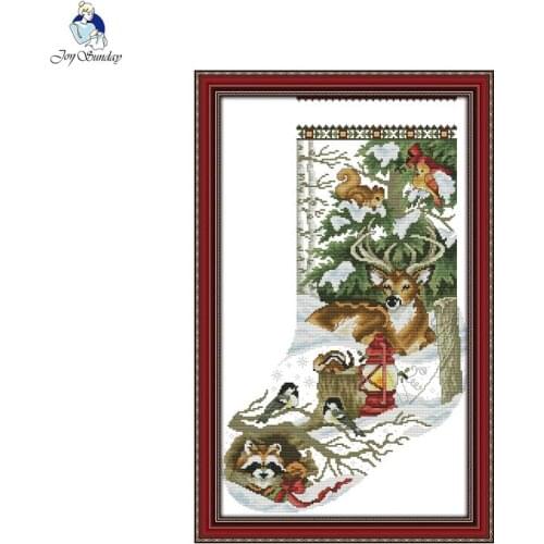 Joy sunday Winter jungle Christmas stockings Counted DMC 14CT 11CT Printed on Canvas Cross Stitch kits Needlework Embroidery
