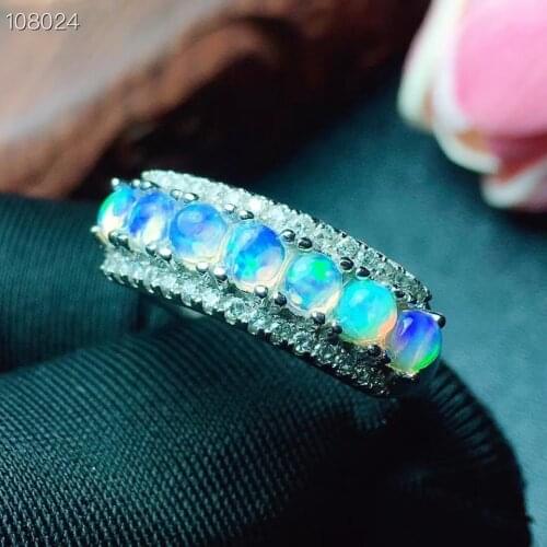 CoLife Jewelry 100% Natural Opal Ring for Daily Wear 4mm White Opal Silver Ring 925 Silver Opal Jewelry Gift for Woman