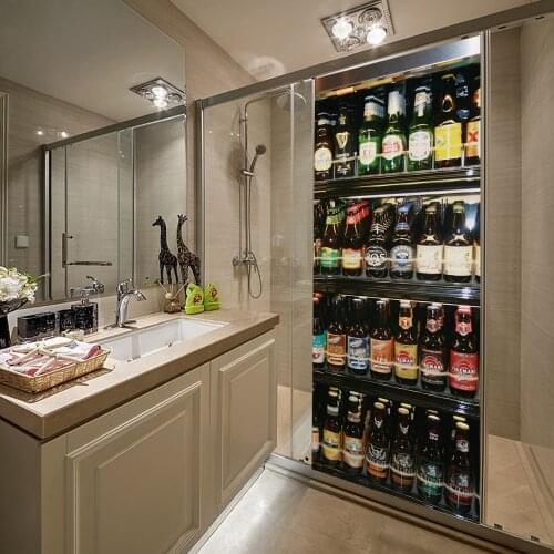 3D creative Various beers cabinet door stickers wall stickers self-adhesive waterproof removable