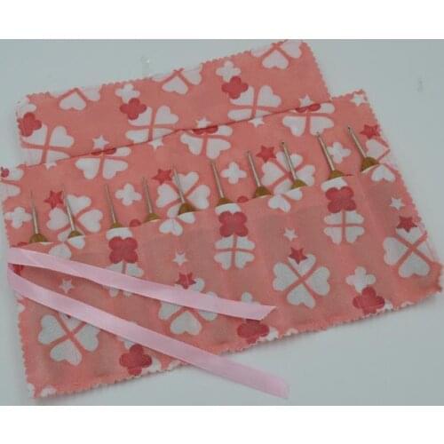 Free Shipping Bamboo Handle steel crochet hooks with bag 10 pcs 0.5-2.75mm crafts crochet for DIY knitting