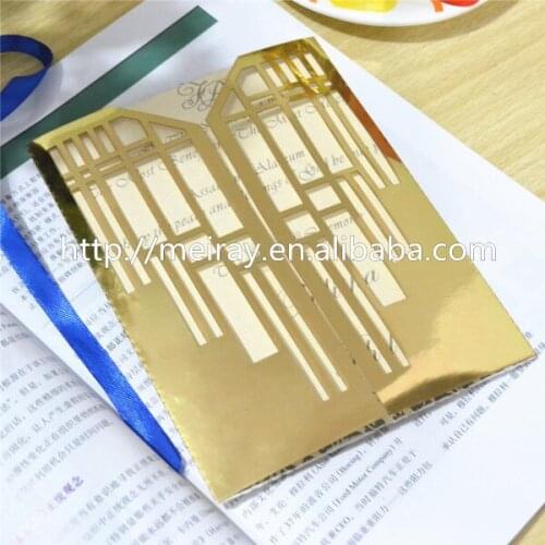Laser wedding invitations gold laser cut gate wedding invitations