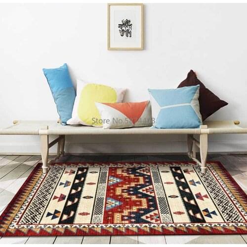 Fashion Moroccan Geometric Light Yellow Red Brown Ethnic Style Living Room Bedroom Bedside Carpet Floor Mats