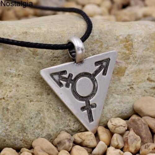 Nostalgia Male Female Symbols Triangle Pendant Transgender Gothic Accessories Retro Jewelry Necklace