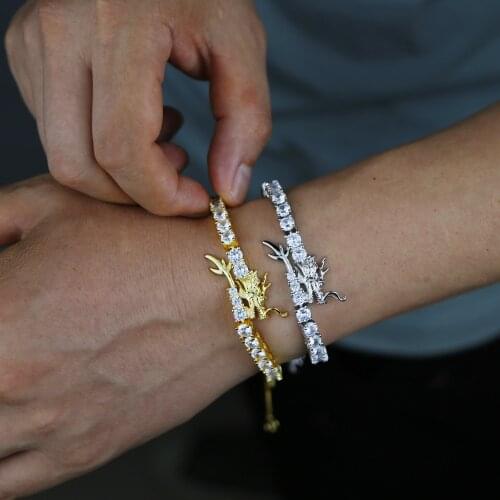 2021 Iced Out Bling Hip Hop Men Boy Jewelry Rock Punk Sparking 5A Cubic Zirconia CZ Tennis Bracelet Adjusted