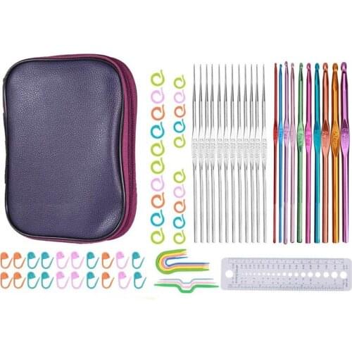Crochet Hooks Set DIY Hand Weave Yarn Kit Marking Clips Counting Circular Ring Knitting Craft Tools Random Color