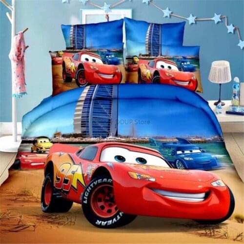 Red McQueen 95 Cars Duvet Cover Bed Sheet Pillowcases Twin Full Size Disney Princess Frozen Anna Elsa Mickey Mouse Bedding Sets