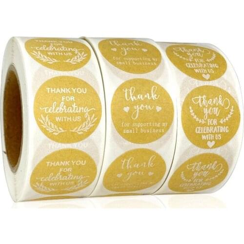 500pcs/roll Thank You Stickers Handmade Sticker For Wedding Gift Christmas Card Packing Stationery Fast food Labels Paper tool