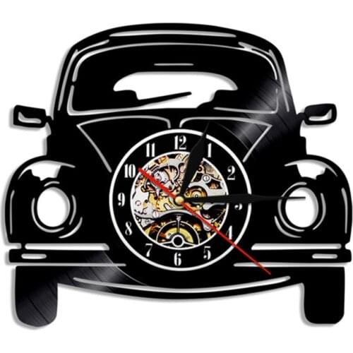 Retro Car Wall Art Clock Classic Automobile Vinyl Record Clock Modern Design Car Lovers Home Room Bedroom Garage Decor Gift