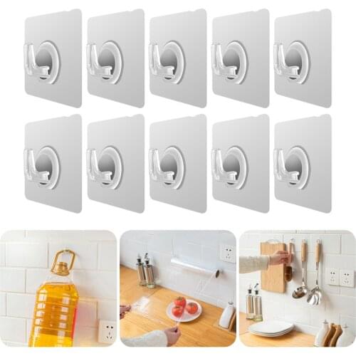 Wall Hook Self Adhesive No Punching Wall Mounted Coat Hook Hat Hook Multifunction Hook for Kitchen Bathroom Shower Office
