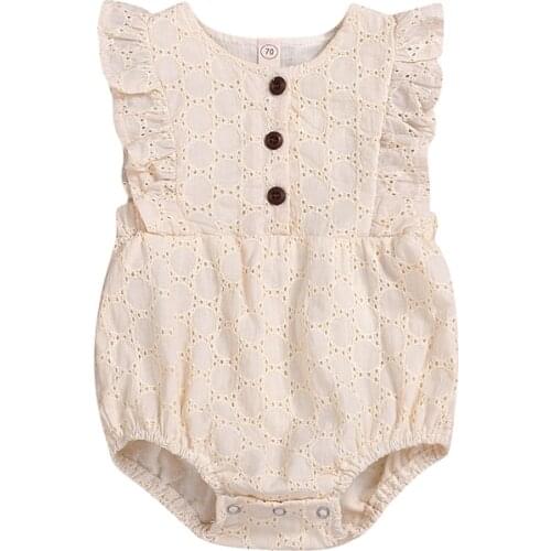 Pudcoco US Stock 0-24M New Newborn Baby Kids Girls Bodysuit Lace Ruffles Sleeveless Jumpsuit Bodysuit Cute Fashion Outfits