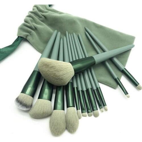 Oein Matcha Green MakeUp Brushes Cosmetics Foundation & Powder & Blush 1set = 13pcs Fiber Beauty Make Up Tools With Big