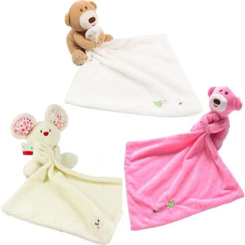 Wholesale 10pcs Baby Comforter Toy Cute Cartoon Animal Mouse bear Soft bear Plush toy Multi-functional towel Baby toy gifts