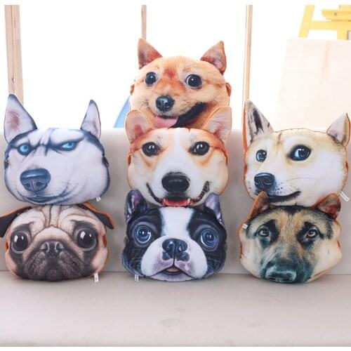 3D car headrest neck rest lovely dog cute cat stuffed animal husky pillow cushion birthday gift for friends