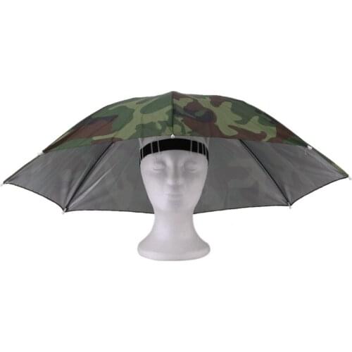 Portable Outdoor Sports 69cm Umbrella Hat Cap Folding Women Men Umbrella Fishing Hiking Golf Beach Headwear Handsfree Umbrella