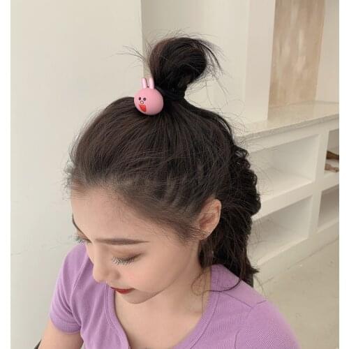 High Quality Hot Selling Fashion Acrylic Cartons Hair Band Rabbit Elephant Cats Hair Rope Kids Children Hair Rings Headpiece