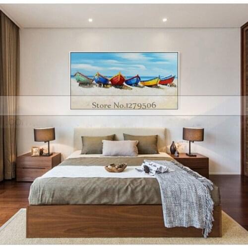 Handpainted Modern seascape Oil Painting on Canvas Home Decor Wall Art White beach sky Paintings Pictures Large Oil picture Arts