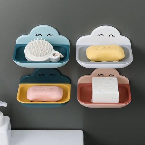 Self Adhesive Wall Strong Suction Soap Dish Holder Shower Container Bathroom Accessories Soap Hanging Rack Tray 2