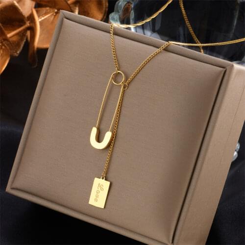 XIYANIKE 316L Stainless Steel Gold Color Pin Trendy Simple Necklaces Accessories 2021 Female Fashion Girls Jewelry Collier