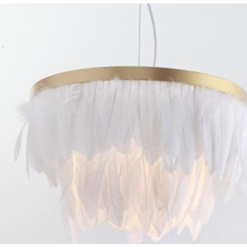 Nordic lamps modern minimalist living room warm romantic light luxury led childrens room ins net red bedroom feather chandelier