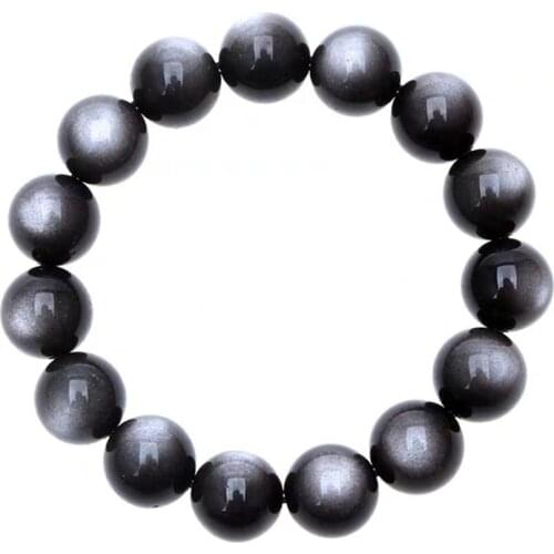 Top Natural Silver Obsidian Bracelet Jewelry For Women Man Crystal Round Beads Stone Stretch 8mm 10mm 12mm 14mm 16mm 18mm 20mm