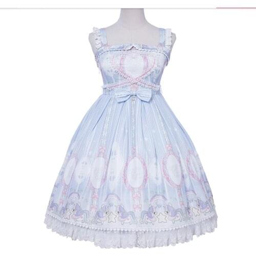 Japanese sweet JSK sleeveless dress Lolita chiffon kawaii Loli dress Cos Lolita tea party retro princess dress Vestidos