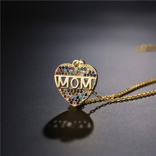 2021 New Fashion Mom Pendant Necklace For Women Girl AAA+ Colourful CZ Jewelry Gift For Mother