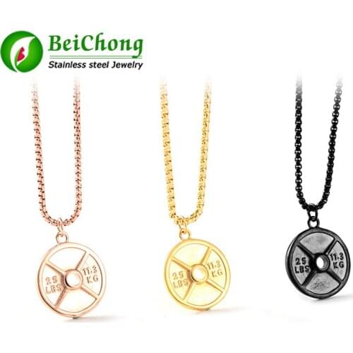 10PCS stainless steel dumbbell barbell pendant fitness fitness pendant necklace