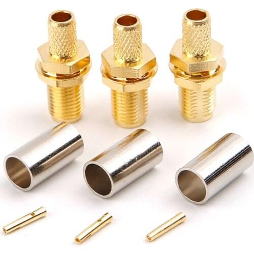 10pcs SMA Female Nut Bulkhead Crimp RF Connector For RG58 RG142 LMR195 RG400