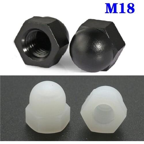 100pcs /lot DIN1587 M18 PA66 Black Or White Nylon Nut Plastic Cap Nuts Decorative Acorn Nut