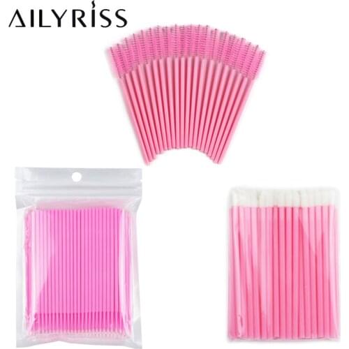200Pcs Eyelash Brush Disposable Cotton Swab Micro Lip Eyebrow brush Mascara Wand Applicator Spoolers Eye Lashes Cosmetic Brushes