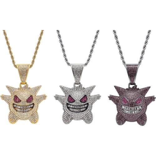 3 colors Hip Hop Jewelry Cartoon Pendant Necklace Iced Out Men Gift N331
