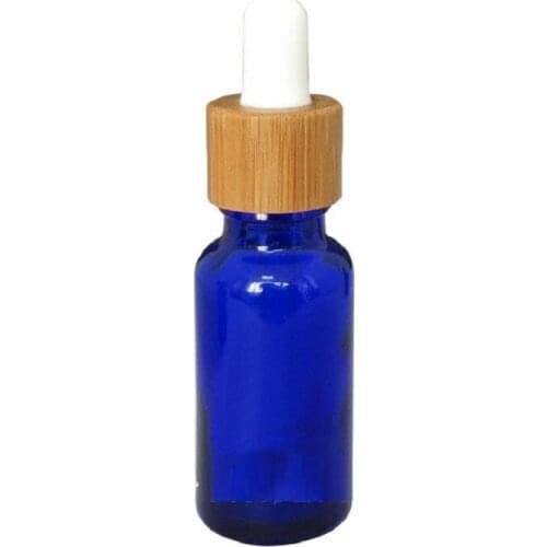 5ML 10ML 15ML 20ML 30ML 50ML 100ML Blue Glass Essential Oil Packing Bottle, Blue Glass Bottle with Bamboo Dropper Glass Pipette