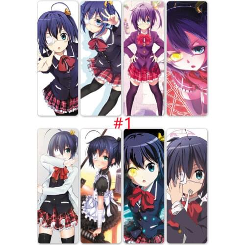 8pcs/set Chuunibyou Demo Koigashitai PVC Bookmarks Printed with Anime Takanashi Rikka Togashi Yuta