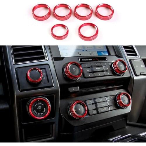 Car Interior Accessories Air Conditioner Audio Switch Decorative Ring Button Cover for Ford F150 2016-2018 Blue Car Accessories