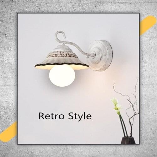 American simple ceramic led wall lamp Nordic creative balcony bedroom aisle lamp white single head wall lamp