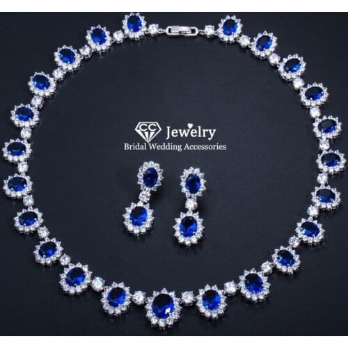 CC Fine Jewelry Set Necklace Stud Earrings for Women Wedding Accessories Charms Chain Pendant Dress Accessory Brilliant T0107