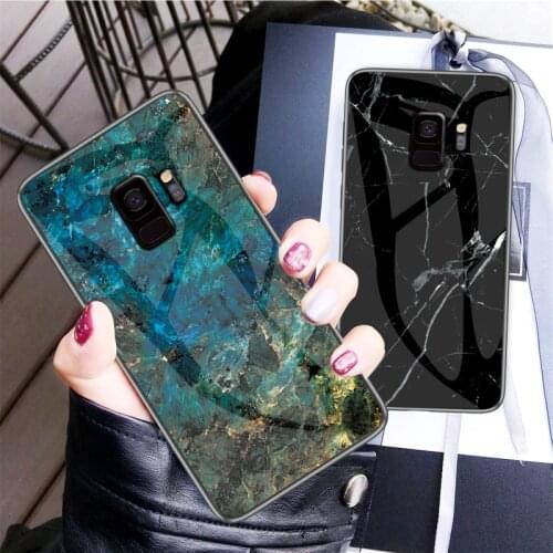 For Samsung Galaxy S9 S8 plus Case Luxury Marble Grain Hard Tempered Glass Protect Back Cover Case for samsung S8 S9 plus shell