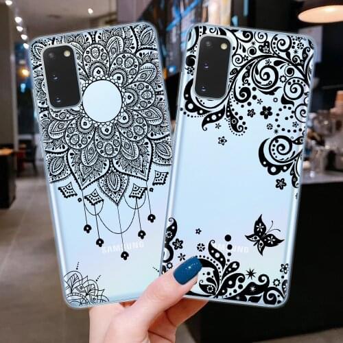 Mandala Lace Flower Phone Shell For Coque Samsung S8 S9 S10 S20 Plus Ultra Note 10 Lite Pro Soft TPU Case Cover Fundas S20Ultra