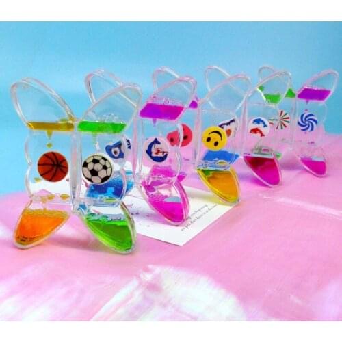 Valentines Day Double Hourglass Liquid Timer Visual Timer Oil Liquid Motion Hourglass Floating Desk Heart Decoration Acrylic