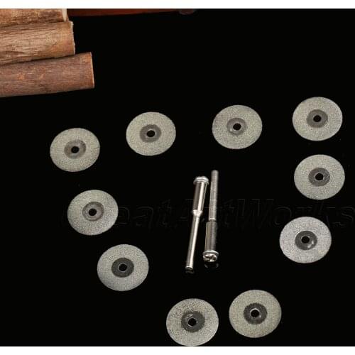 Dophee 18mm Carbon Steel Diamond Wheel Blades Rotary Cutting Tool With 3mm Two Mandrel Arbor Cut Off Disc for Rotary Tools 10PCS
