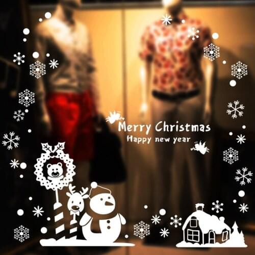 Christams Electrostatic Stickers No-adhesive Glass Window Santa Claus Stickers for Shop Bar Xmas Decorative Stickers New Year