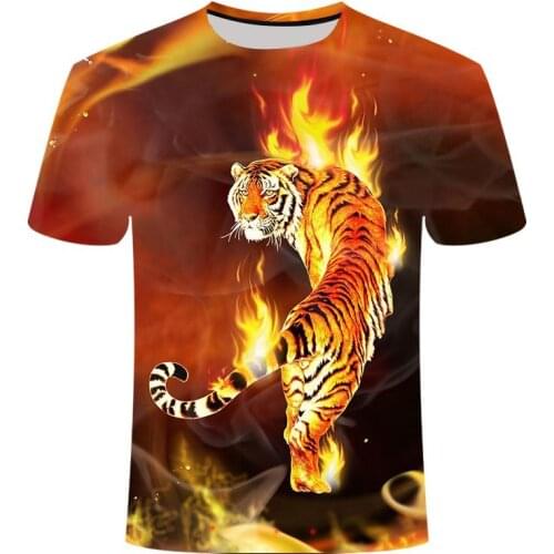 Animal Funny 3D Printed T-shirt Men/Women Summer tshirt flame t-shirt tiger Fashion cool Short sleeve harajuku style shirt