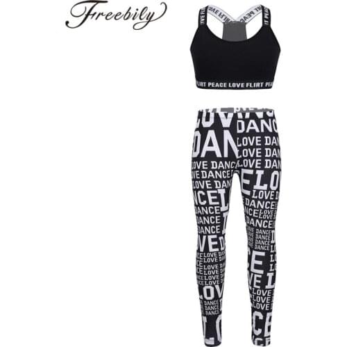 Puberty Girls Padded Cotton Sport Undies Training Bra Underwear with Letters Printed Pants Leggings Teens Young Girls Dancewear