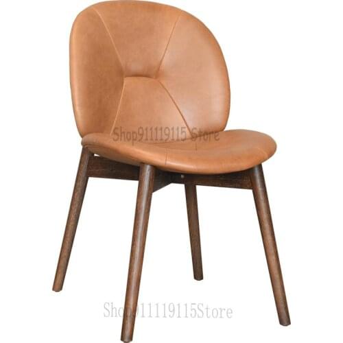 Customized British Pacha Nordic Dining Chair Designer Solid Wood Chair Simple Armchair Imported Leather Dining Chair For Home Us