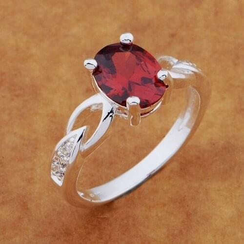 925 Sterling Silver Ring Fashion Jewerly Ring Women&Men glittering/red stone /elqancxa gbmaosta AR566