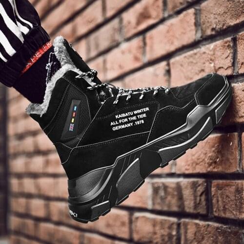 Hot Sale Winter Warm Men Outdoor Boots Walking Shoes Sport Sneaker For Men Leisure Harajuku Plush Shoes Zapatillas Size 39-46