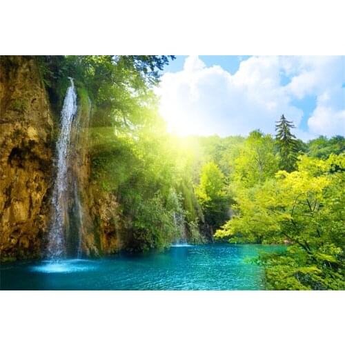 Laeacco Mountain River Trees Waterfall Scenic Photography Backgrounds Customized Photographic Backdrops For Photo Studio
